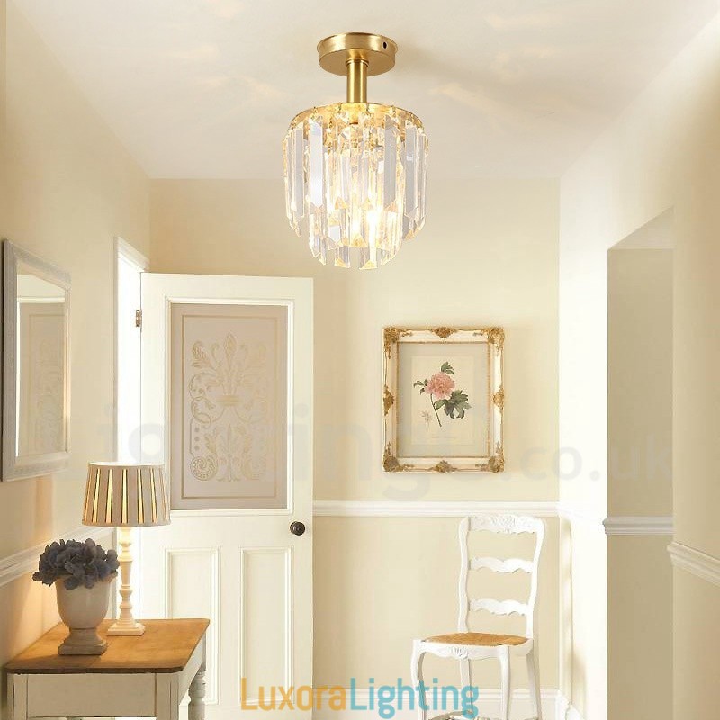 Designer Touch Decorative Pure Brass Rustic Lodge Nordic Style Flush Mount Crystal Ceiling Lights