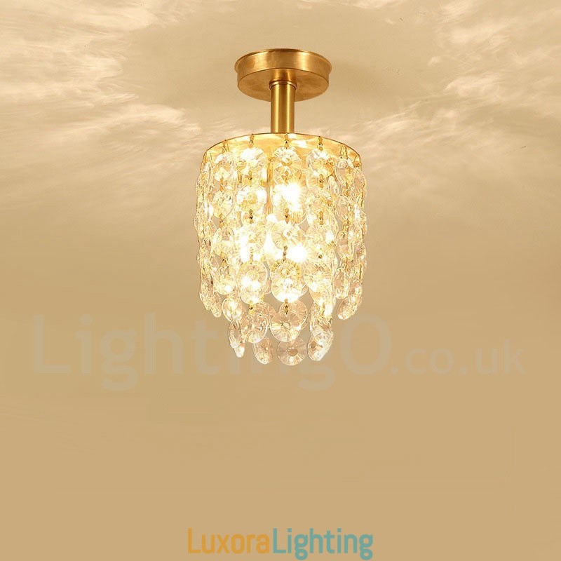 Designer Touch Decorative Pure Brass Rustic Lodge Nordic Style Flush Mount Crystal Ceiling Lights