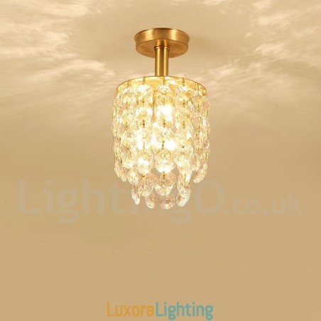 Designer Touch Decorative Pure Brass Rustic Lodge Nordic Style Flush Mount Crystal Ceiling Lights