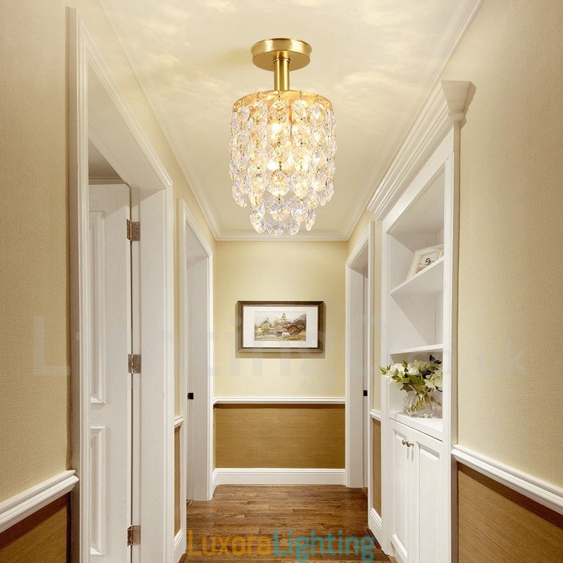 Designer Touch Decorative Pure Brass Rustic Lodge Nordic Style Flush Mount Crystal Ceiling Lights