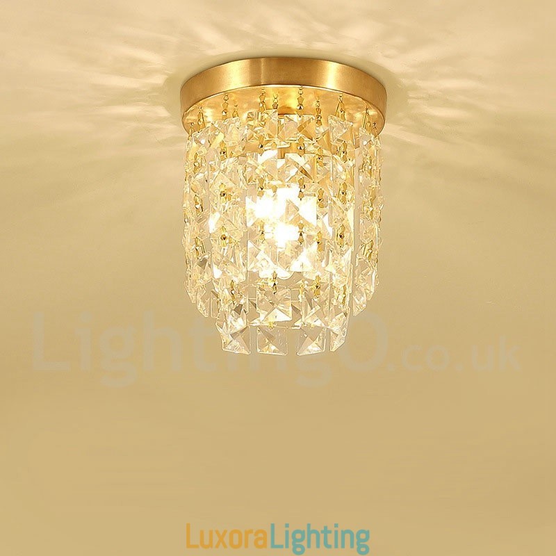 Designer Touch Decorative Pure Brass Rustic Lodge Nordic Style Flush Mount Crystal Ceiling Lights