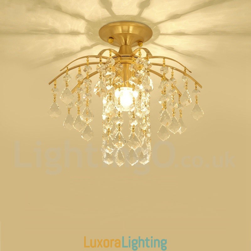 Designer Touch Decorative Pure Brass Rustic Lodge Nordic Style Flush Mount Crystal Ceiling Lights