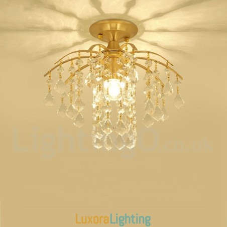 Designer Touch Decorative Pure Brass Rustic Lodge Nordic Style Flush Mount Crystal Ceiling Lights