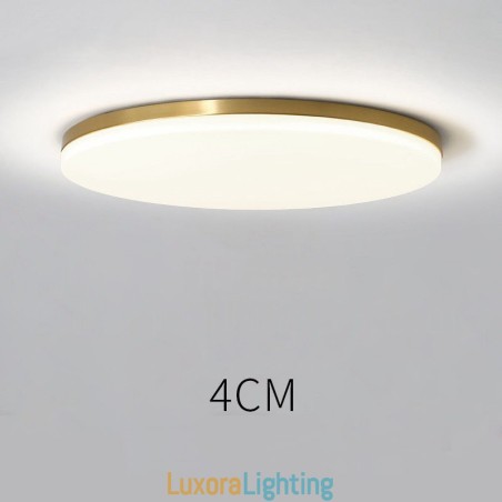 Designer Touch Decorative Brass Ultra Thin Round Dimmable Modern Contemporary Nordic Style Flush Mount Ceiling Lights with Acrylic Shade Also Can Be Used As Wall Light