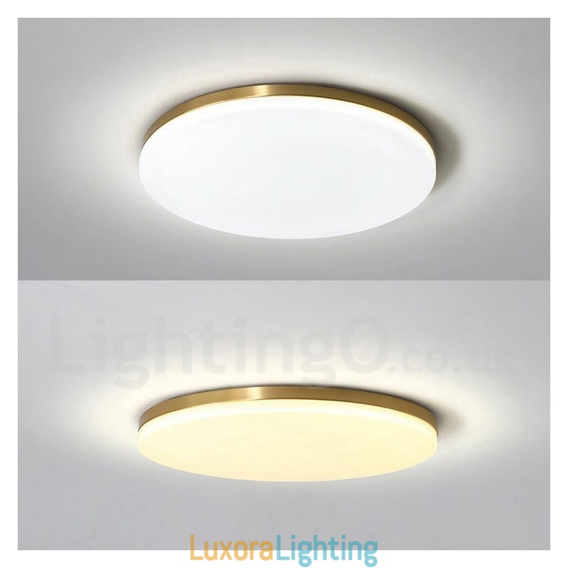 Designer Touch Decorative Brass Ultra Thin Round Dimmable Modern Contemporary Nordic Style Flush Mount Ceiling Lights with Acrylic Shade Also Can Be Used As Wall Light