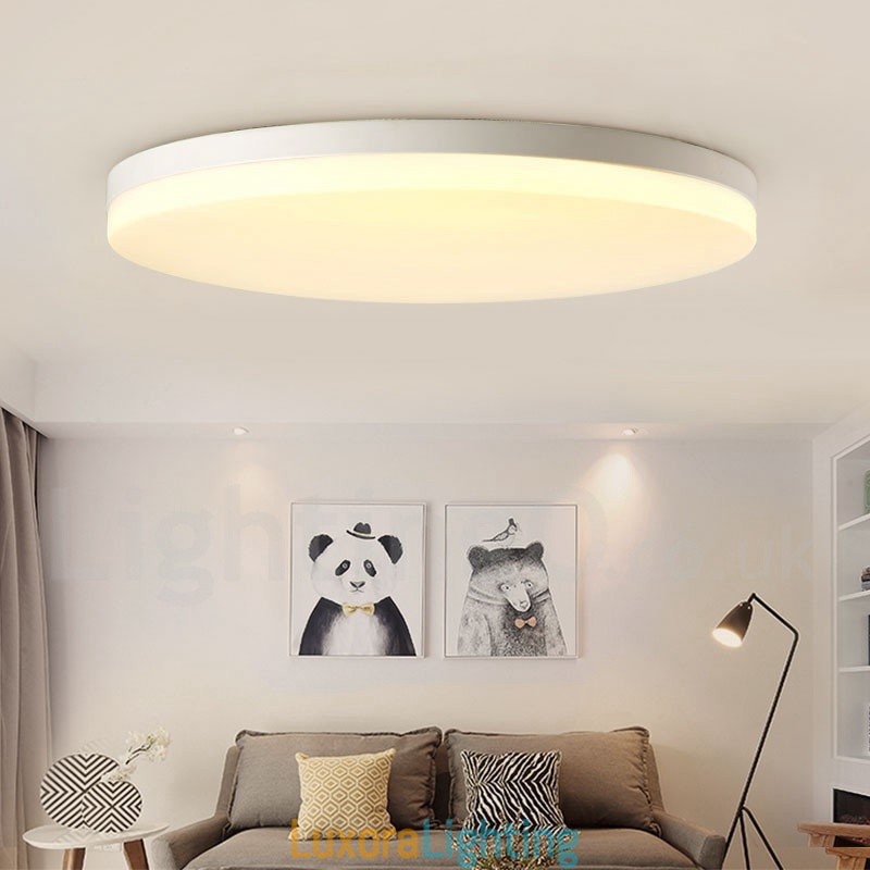 Designer Touch Decorative Ultra Thin Round Dimmable Modern Contemporary Nordic Style Flush Mount Ceiling Lights with Acrylic Shade Also Can Be Used As Wall Light