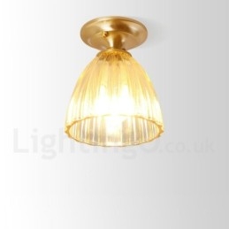 Designer Touch Decorative Pure Brass Rustic Lodge Nordic Style Flush Mount Ceiling Light with Glass Shade