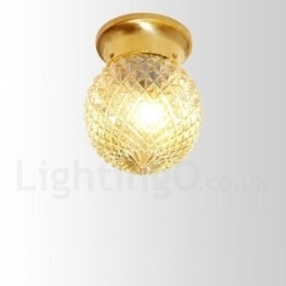 Designer Touch Decorative Pure Brass Rustic Lodge Nordic Style Flush Mount Ceiling Light with Glass Shade