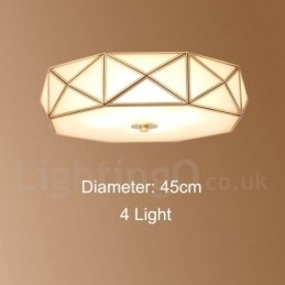 Designer Touch Decorative Pure Brass Rustic Lodge Nordic Style Flush Mount Ceiling Light with Glass Shade