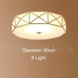 Designer Touch Decorative Pure Brass Rustic Lodge Nordic Style Flush Mount Ceiling Light with Glass Shade