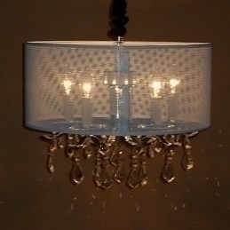 Designer Touch Decorative Contemporary Crystal Pendant Light with 5 Lights and Semitransparent Shade