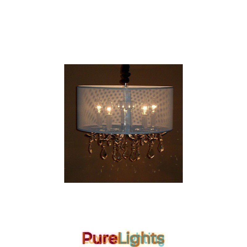 Designer Touch Decorative Contemporary Crystal Pendant Light with 5 Lights and Semitransparent Shade