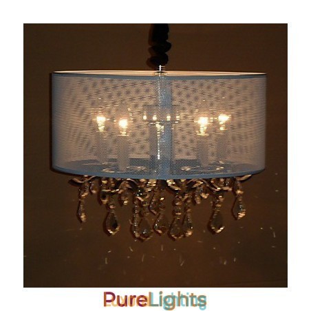Designer Touch Decorative Contemporary Crystal Pendant Light with 5 Lights and Semitransparent Shade