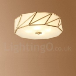 Designer Touch Decorative Pure Brass Rustic Lodge Nordic Style Flush Mount Ceiling Light with Glass Shade