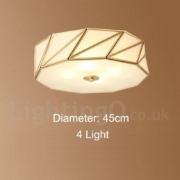 Designer Touch Decorative Pure Brass Rustic Lodge Nordic Style Flush Mount Ceiling Light with Glass Shade