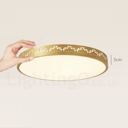 Designer Touch Decorative Round Pure Brass Modern Contemporary Nordic Style Flush Mount Ceiling Light with Acrylic Shade