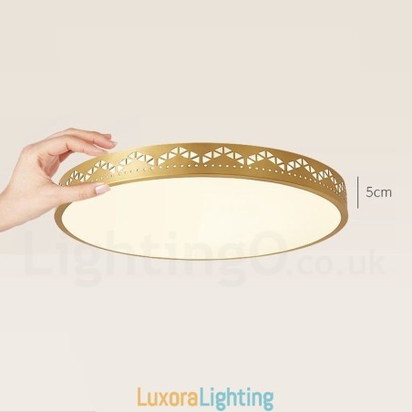 Designer Touch Decorative Round Pure Brass Modern Contemporary Nordic Style Flush Mount Ceiling Light with Acrylic Shade