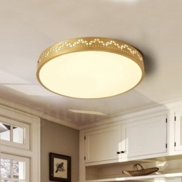 Designer Touch Decorative Round Pure Brass Modern Contemporary Nordic Style Flush Mount Ceiling Light with Acrylic Shade