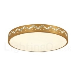 Designer Touch Decorative Round Pure Brass Modern Contemporary Nordic Style Flush Mount Ceiling Light with Acrylic Shade