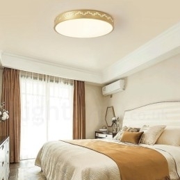 Designer Touch Decorative Round Pure Brass Modern Contemporary Nordic Style Flush Mount Ceiling Light with Acrylic Shade
