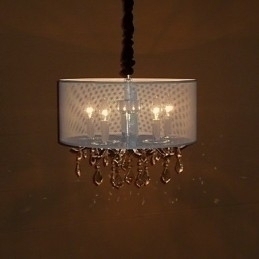 Designer Touch Decorative Contemporary Crystal Pendant Light with 5 Lights and Semitransparent Shade