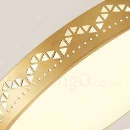 Designer Touch Decorative Round Pure Brass Modern Contemporary Nordic Style Flush Mount Ceiling Light with Acrylic Shade