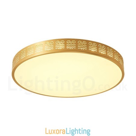 Designer Touch Decorative Round Pure Brass Modern Contemporary Nordic Style Flush Mount Ceiling Light with Acrylic Shade