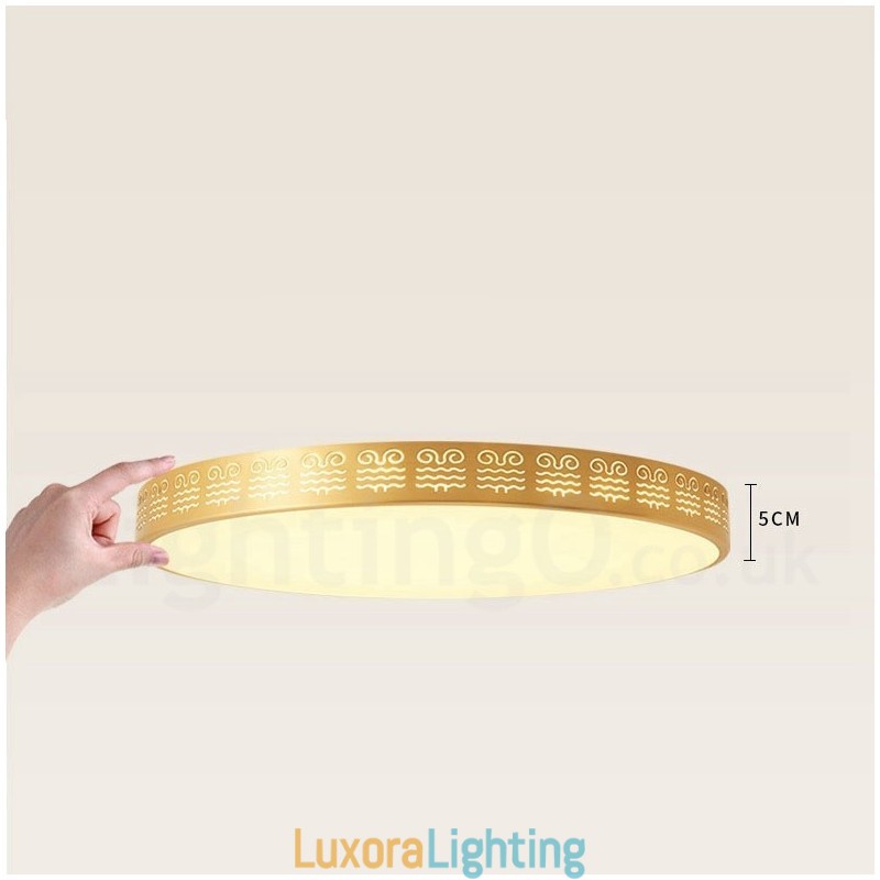 Designer Touch Decorative Round Pure Brass Modern Contemporary Nordic Style Flush Mount Ceiling Light with Acrylic Shade