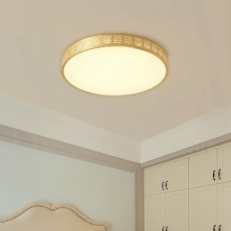 Designer Touch Decorative Round Pure Brass Modern Contemporary Nordic Style Flush Mount Ceiling Light with Acrylic Shade