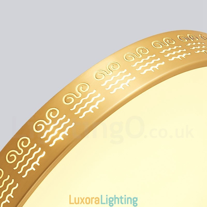 Designer Touch Decorative Round Pure Brass Modern Contemporary Nordic Style Flush Mount Ceiling Light with Acrylic Shade