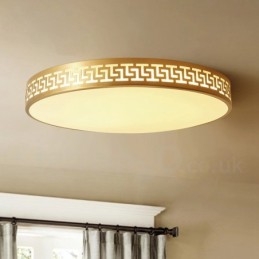Designer Touch Decorative Round Pure Brass Modern Contemporary Nordic Style Flush Mount Ceiling Light with Acrylic Shade