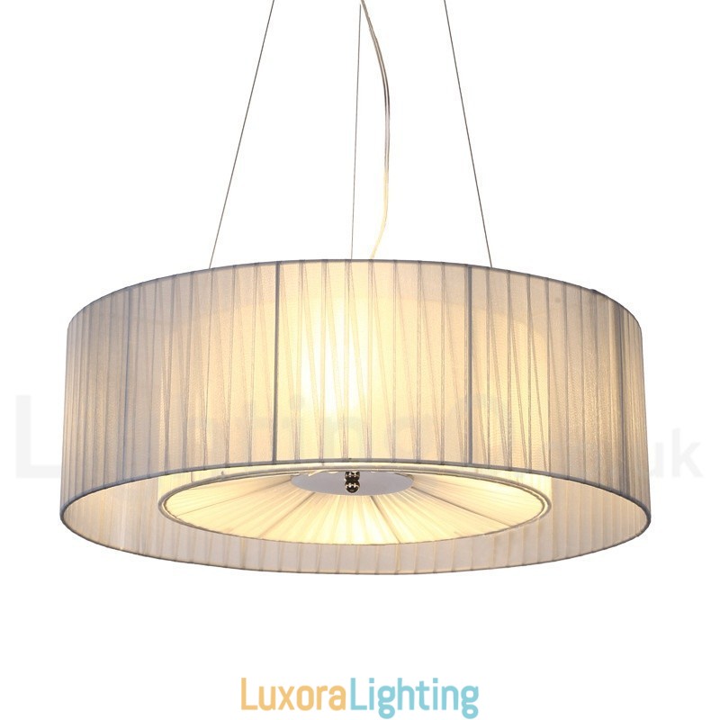 Designer Touch Decorative Drum 4 Light Pendant Modern Light with Fabric Shade