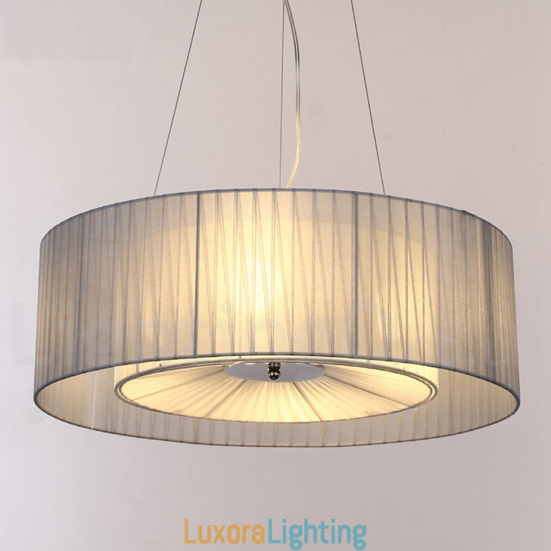 Designer Touch Decorative Drum 4 Light Pendant Modern Light with Fabric Shade