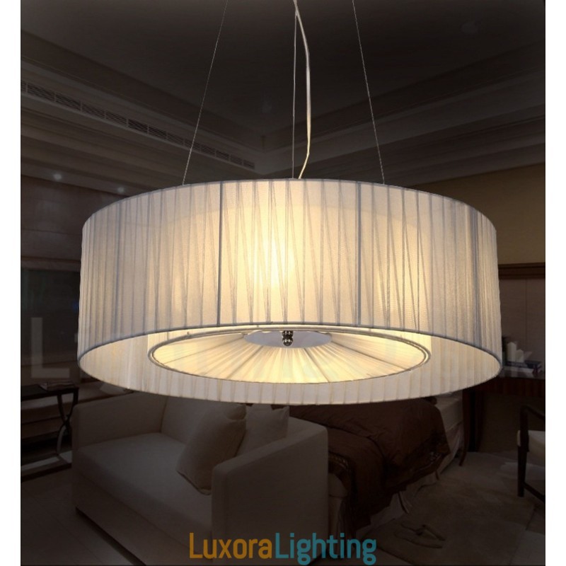 Designer Touch Decorative Drum 4 Light Pendant Modern Light with Fabric Shade