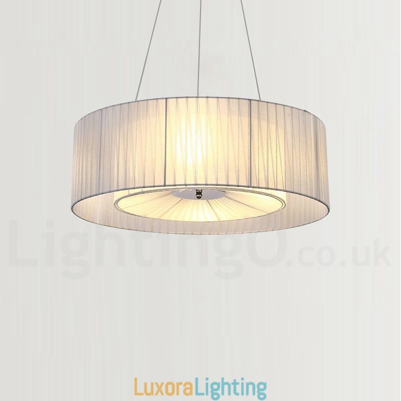 Designer Touch Decorative Drum 4 Light Pendant Modern Light with Fabric Shade