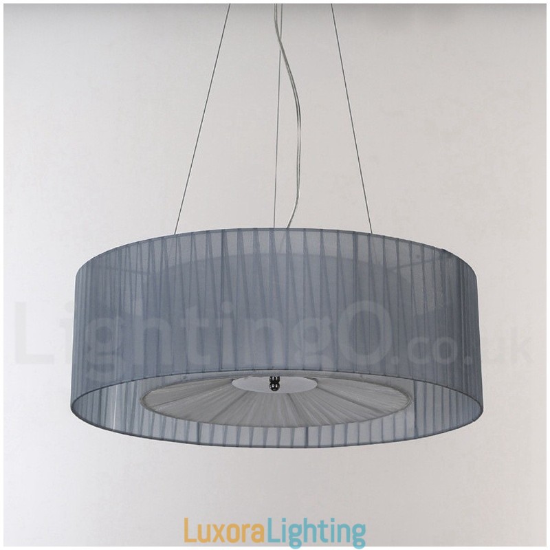 Designer Touch Decorative Drum 4 Light Pendant Modern Light with Fabric Shade