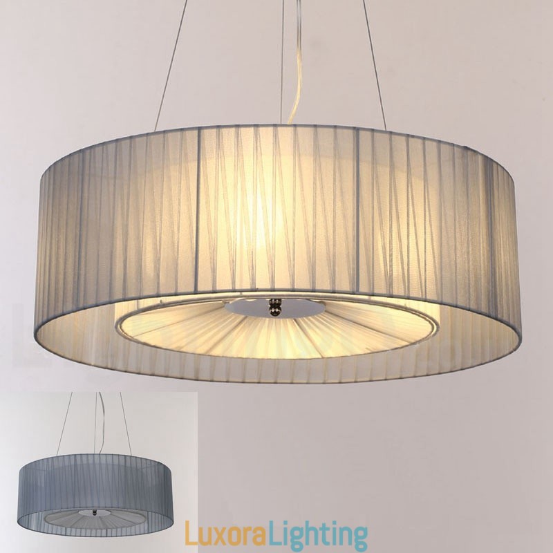 Designer Touch Decorative Drum 4 Light Pendant Modern Light with Fabric Shade