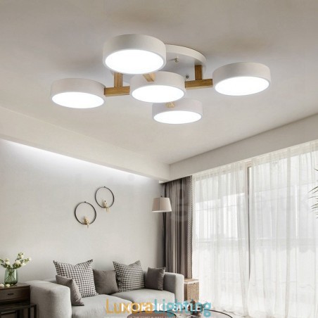 Designer Touch Decorative Wood Chandelier Modern Contemporary Nordic Style Flush Mount Ceiling Light with Acrylic Shade