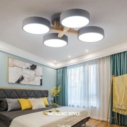 Designer Touch Decorative Wood Chandelier Modern Contemporary Nordic Style Flush Mount Ceiling Light with Acrylic Shade