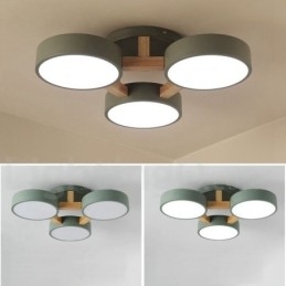 Designer Touch Decorative Wood Chandelier Modern Contemporary Nordic Style Flush Mount Ceiling Light with Acrylic Shade