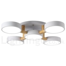 Designer Touch Decorative Wood Chandelier Modern Contemporary Nordic Style Flush Mount Ceiling Light with Acrylic Shade