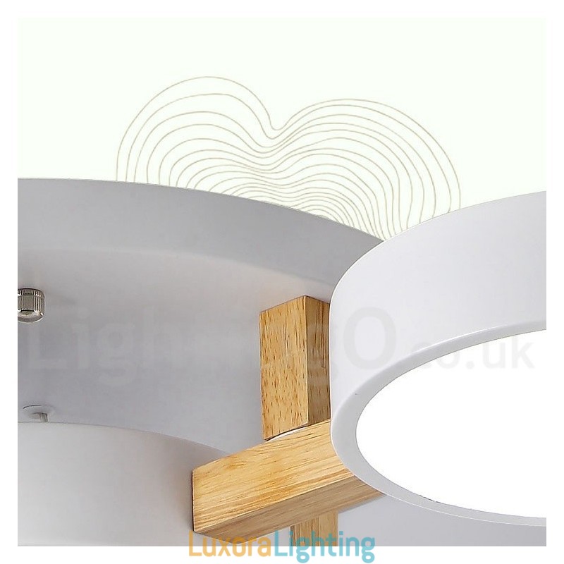 Designer Touch Decorative Wood Chandelier Modern Contemporary Nordic Style Flush Mount Ceiling Light with Acrylic Shade