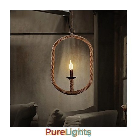 Designer Touch Decorative Retro 1 Lamp Hemp Rope Chandelier Retro Country Style