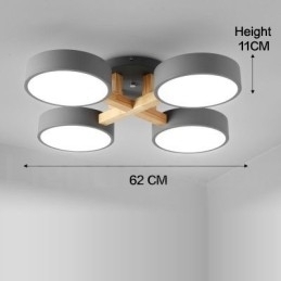 Designer Touch Decorative Wood Chandelier Modern Contemporary Nordic Style Flush Mount Ceiling Light with Acrylic Shade