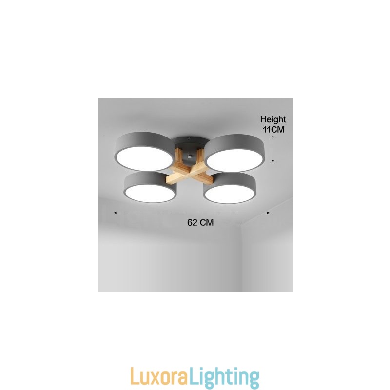 Designer Touch Decorative Wood Chandelier Modern Contemporary Nordic Style Flush Mount Ceiling Light with Acrylic Shade