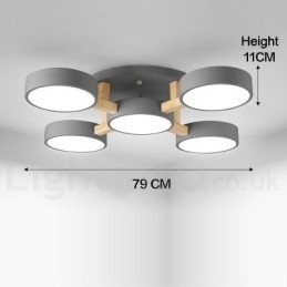 Designer Touch Decorative Wood Chandelier Modern Contemporary Nordic Style Flush Mount Ceiling Light with Acrylic Shade