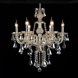 Designer Touch Decorative 6 Lights Retro Cognac Color K9 Crystal Modern Chandelier