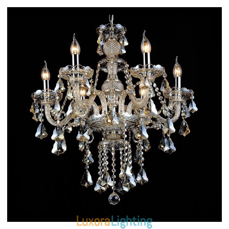Designer Touch Decorative 6 Lights Retro Cognac Color K9 Crystal Modern Chandelier