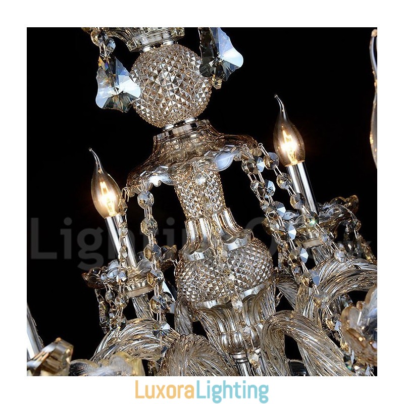 Designer Touch Decorative 6 Lights Retro Cognac Color K9 Crystal Modern Chandelier