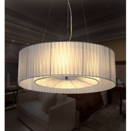 Designer Touch Decorative Drum 4 Light Pendant Modern Light with Fabric Shade